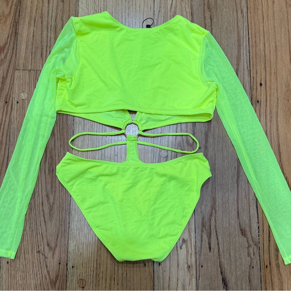 Icon Swim Neon Yellow One Piece Swimsuit | XL NWT High Cut Sexy Vacation Look - Picture 3 of 5